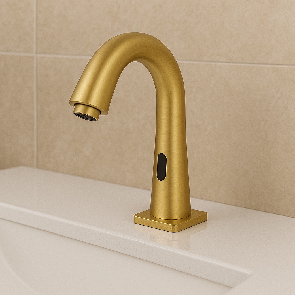 Fontana Evry brushed gold touchless bathroom sink faucet